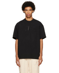 schwarzes Strick T-Shirt mit einem Rundhalsausschnitt von Luar