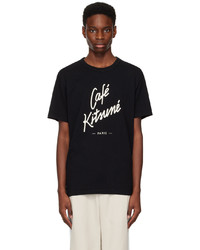 schwarzes Strick T-Shirt mit einem Rundhalsausschnitt von MAISON KITSUNÉ