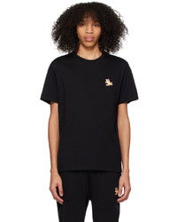 schwarzes Strick T-Shirt mit einem Rundhalsausschnitt von MAISON KITSUNÉ
