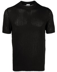 schwarzes Strick T-Shirt mit einem Rundhalsausschnitt von Malo