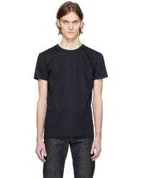 schwarzes Strick T-Shirt mit einem Rundhalsausschnitt von Naked & Famous Denim