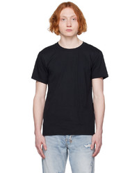 schwarzes Strick T-Shirt mit einem Rundhalsausschnitt von Naked & Famous Denim