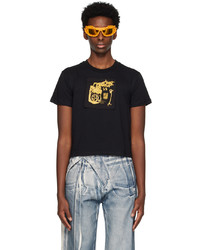 schwarzes Strick T-Shirt mit einem Rundhalsausschnitt von Ottolinger