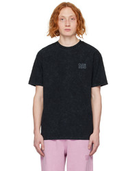 schwarzes Strick T-Shirt mit einem Rundhalsausschnitt von OVER OVER
