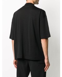 schwarzes Strick T-Shirt mit einem Rundhalsausschnitt von Jil Sander