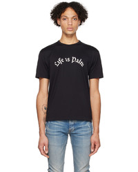 schwarzes Strick T-Shirt mit einem Rundhalsausschnitt von Palm Angels