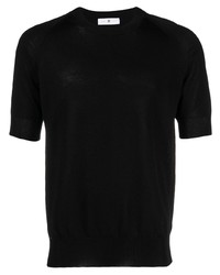 schwarzes Strick T-Shirt mit einem Rundhalsausschnitt von PT TORINO