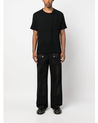 schwarzes Strick T-Shirt mit einem Rundhalsausschnitt von Yohji Yamamoto