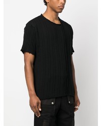 schwarzes Strick T-Shirt mit einem Rundhalsausschnitt von Yohji Yamamoto