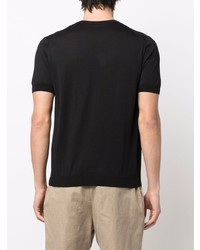 schwarzes Strick T-Shirt mit einem Rundhalsausschnitt von Giorgio Armani