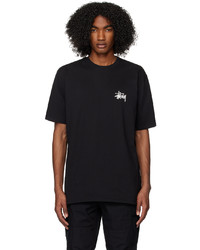 schwarzes Strick T-Shirt mit einem Rundhalsausschnitt von Stussy