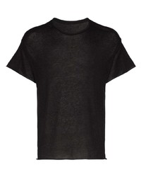 schwarzes Strick T-Shirt mit einem Rundhalsausschnitt von The Elder Statesman