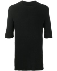 schwarzes Strick T-Shirt mit einem Rundhalsausschnitt von Thom Krom