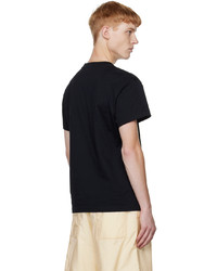 schwarzes Strick T-Shirt mit einem Rundhalsausschnitt von Jil Sander