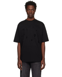 schwarzes Strick T-Shirt mit einem Rundhalsausschnitt von We11done