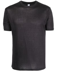 schwarzes Strick T-Shirt mit einem Rundhalsausschnitt von Winnie NY