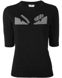 schwarzes Strick T-shirt von Fendi