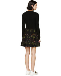 schwarzes Sweatkleid mit Blumenmuster von Valentino