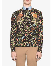 schwarzes Sweatshirt mit Blumenmuster von Gucci