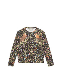 schwarzes Sweatshirt mit Blumenmuster von Gucci
