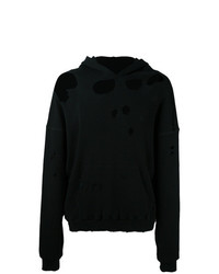 schwarzes Sweatshirt mit Destroyed-Effekten von Unravel Project