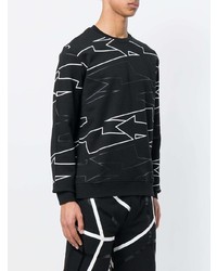 schwarzes Sweatshirt mit geometrischem Muster von Les Hommes Urban