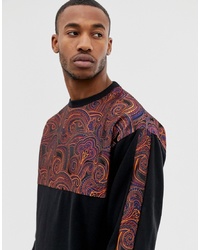 schwarzes Sweatshirt mit Paisley-Muster