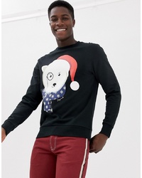 schwarzes Sweatshirt mit Weihnachten Muster von Jack & Jones