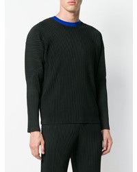 schwarzes Sweatshirt von Homme Plissé Issey Miyake