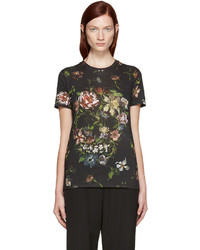 schwarzes T-shirt mit Blumenmuster von Alexander McQueen