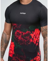 schwarzes T-shirt mit Blumenmuster von Hype