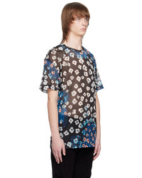 schwarzes T-Shirt mit einem Rundhalsausschnitt aus Netzstoff mit Blumenmuster von Kidill