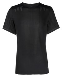 schwarzes T-Shirt mit einem Rundhalsausschnitt aus Netzstoff von adidas