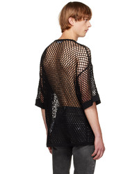 schwarzes T-Shirt mit einem Rundhalsausschnitt aus Netzstoff von Dolce & Gabbana