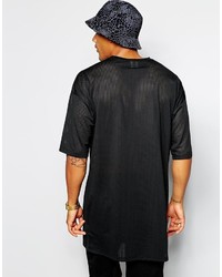 schwarzes T-Shirt mit einem Rundhalsausschnitt aus Netzstoff von Asos