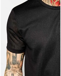 schwarzes T-Shirt mit einem Rundhalsausschnitt aus Netzstoff von Asos