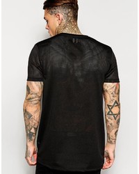 schwarzes T-Shirt mit einem Rundhalsausschnitt aus Netzstoff von Asos