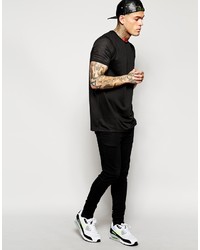 schwarzes T-Shirt mit einem Rundhalsausschnitt aus Netzstoff von Asos