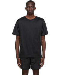 schwarzes T-Shirt mit einem Rundhalsausschnitt aus Netzstoff von Dries Van Noten