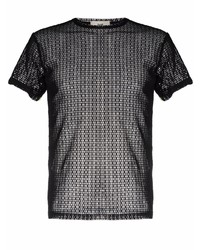 schwarzes T-Shirt mit einem Rundhalsausschnitt aus Netzstoff von Gmbh