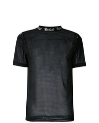 schwarzes T-Shirt mit einem Rundhalsausschnitt aus Netzstoff von Ktz