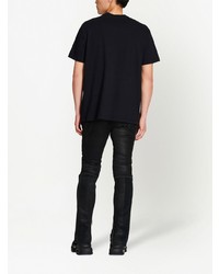 schwarzes T-Shirt mit einem Rundhalsausschnitt aus Netzstoff von Balmain