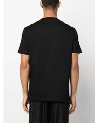 schwarzes T-Shirt mit einem Rundhalsausschnitt aus Netzstoff von Versace