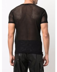 schwarzes T-Shirt mit einem Rundhalsausschnitt aus Netzstoff von Gmbh