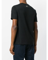 schwarzes T-Shirt mit einem Rundhalsausschnitt aus Netzstoff von Les Hommes Urban