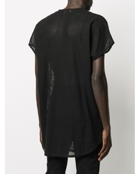 schwarzes T-Shirt mit einem Rundhalsausschnitt aus Netzstoff von Saint Laurent