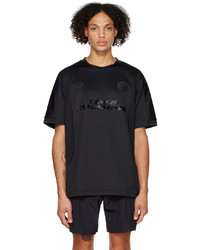 schwarzes T-Shirt mit einem Rundhalsausschnitt aus Netzstoff von Y-3