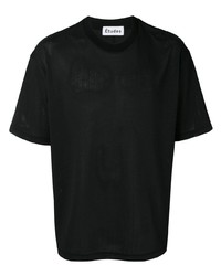 schwarzes T-Shirt mit einem Rundhalsausschnitt aus Netzstoff von Études