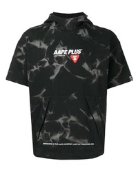 schwarzes Mit Batikmuster T-Shirt mit einem Rundhalsausschnitt von AAPE BY A BATHING APE