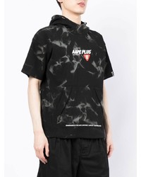 schwarzes Mit Batikmuster T-Shirt mit einem Rundhalsausschnitt von AAPE BY A BATHING APE